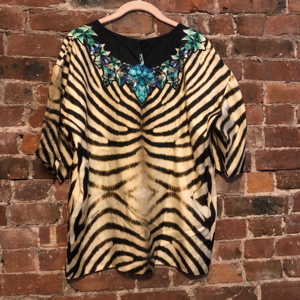 Animal and diamond print silk tee shirt